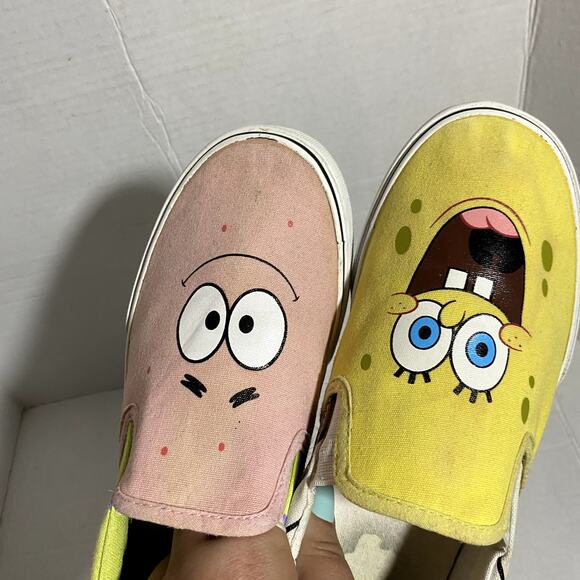 GroundUP Spongebob Squarepants Mismatched Canvas Sneakers Patrick Star Sz 5 - Picture 9 of 11